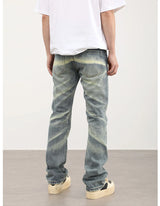 retro striped washed denim jeans flare pants unisex hip hop fashion streetwear harajuku loose straight y2k mens jeans joggers unique joggers style 4390