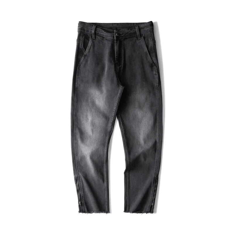 men streetwear hem zipper plus size distressed retro fashion loose casual denim pants jeans cityboy jeans trousers 28 40 unique jeans style 2732