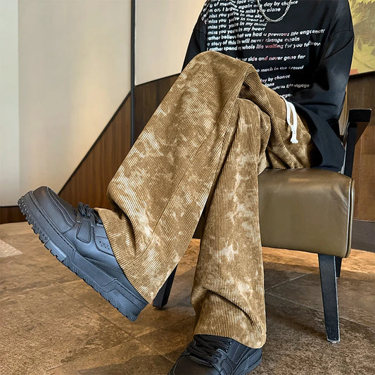 corduroy pants men oversized retro straight casual pants men streetwear hip hop loose tie dye pants mens vintage trousers m 3xl urban fashion pants