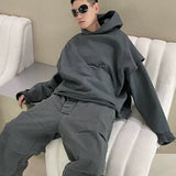 greg kanye double layer heavyweight fit hooded pullover with raw edges sweater grey aesthetic street look hoodie, streetwear fashion hoodie, unique limited edition hoodie