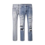 street wear washed hole destroyed skinny jeans denim hip hop blue cylinder male casual slim jeans pants ripped denim trousers unique jeans style 248