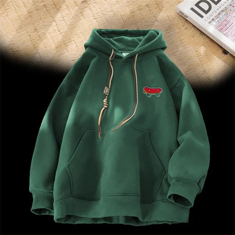 Autumn Kawaii Skateboard Graphic Hoody Mens New In Cotton Fleece Retro