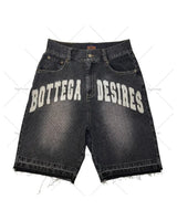 American Street Harajuku Retro Denim Shorts with Letter Embroidery Oversized Jeans Men Y2k Loose Casual Versatile Shorts Women