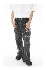 2023 european and american mens jeans new products personality trend hip hop fringed loose wide leg denim trousers unique jeans style 715
