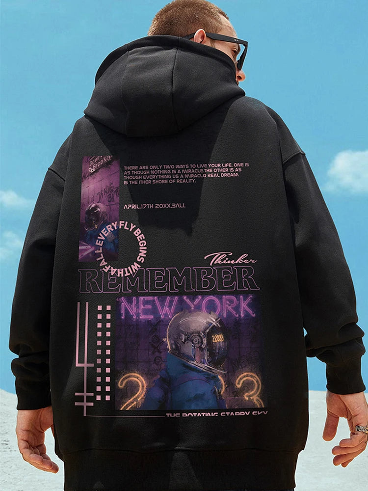 Subway Astronaut Gothic Print Mens Sweatshirt Autumn Pullover Streetwear