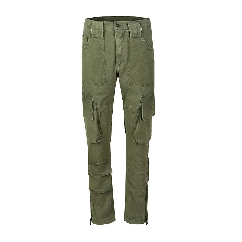 mens hip hip pants retro cargo pant streetwear side pockets bottom zipper harajuku joggers casual loose straight cotton trousers unique joggers style 3835