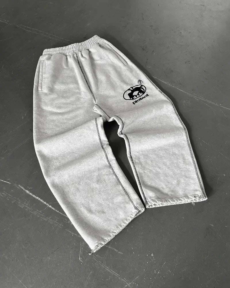 y2k street simple fashion casual sports trousers men y2k harajuku retro wide leg pants trendy brand oversized trousers women unique default style 3312