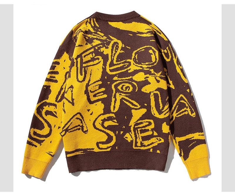 rainbowtouches mens sweater street wear cartoon printing graffiti pullover vintage knitted sweater couples spring and autumn high quality cotton pullover, streetwear fashion hoodie, unique limited edition hoodie
