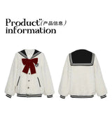 Harajuku Sweet Thicknecked Bow College Coat Woman Zip Up Hoodie Sailor