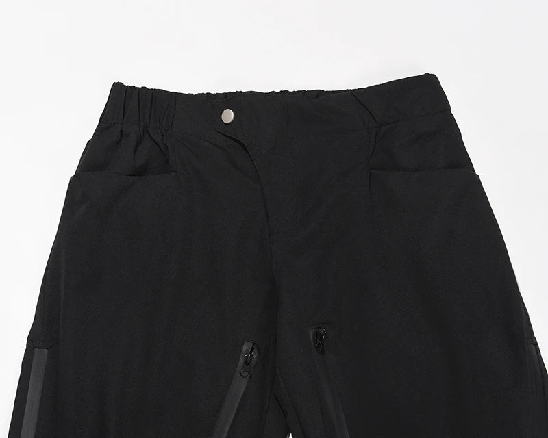 high street zipper pockets quick dry vibe style mens track pants elastic waist straight retro black casual trousers unique default style 450