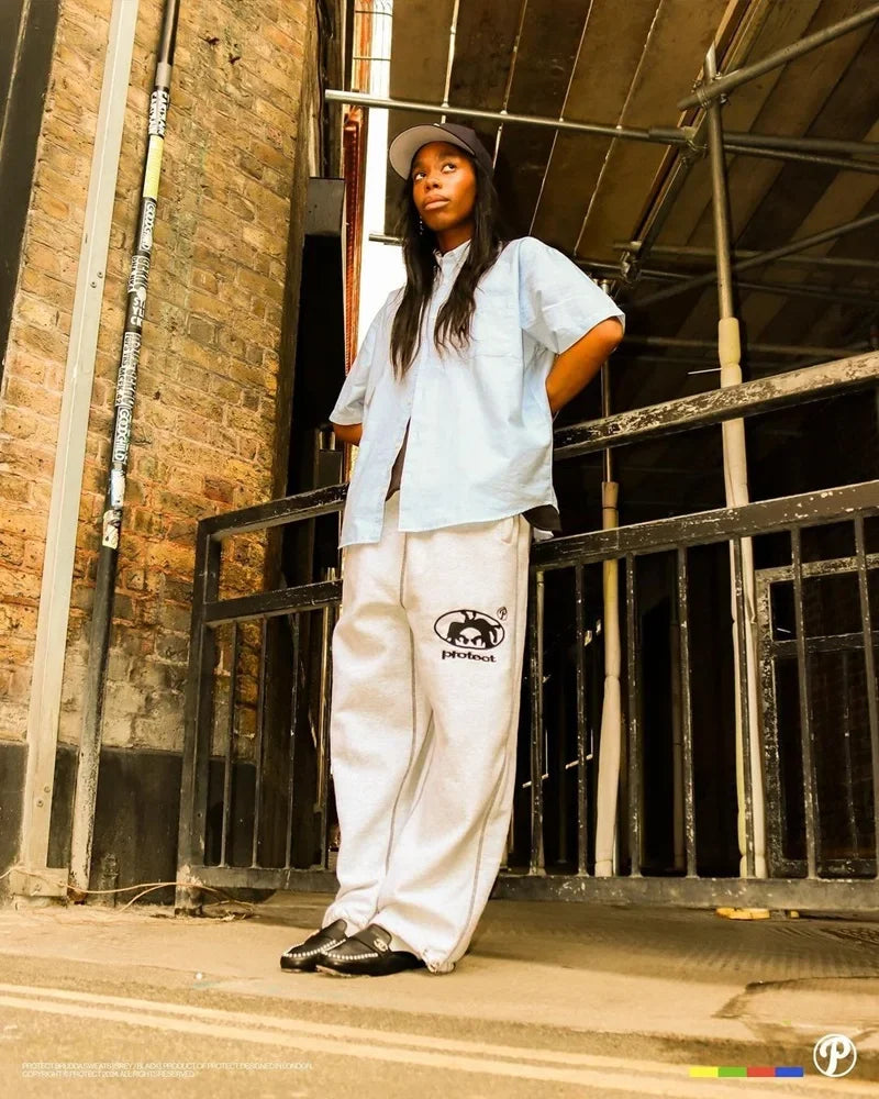 y2k street simple fashion casual sports trousers men y2k harajuku retro wide leg pants trendy brand oversized trousers women unique default style 3307