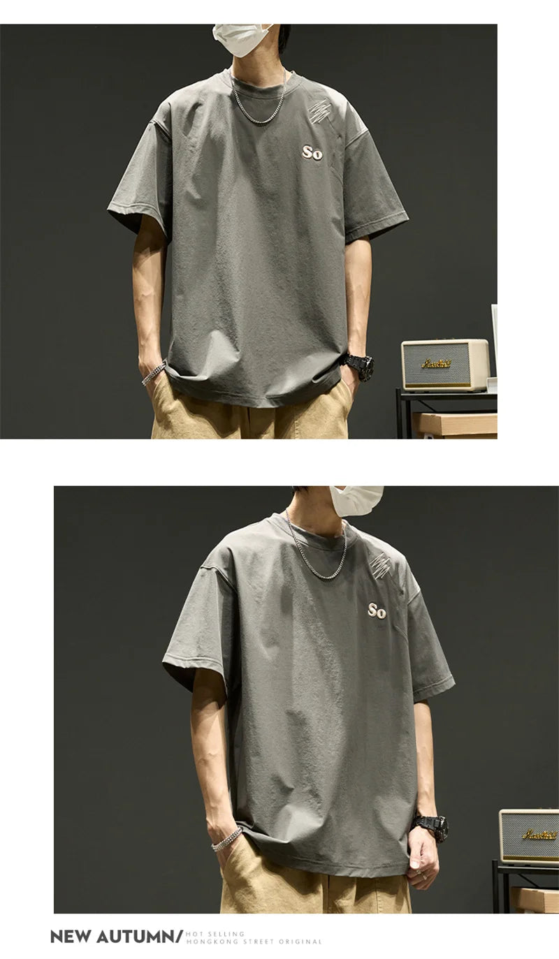 Trapwear Crying character – Summer Mens Embroidered Short Sleeve T Shirts 2024 New Oversized