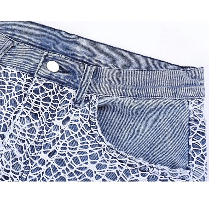 2023 cool design ripped hole mesh gothic blue baggy men jeans pants new fashion straight hip hop denim trousers pantalon homme unique jeans style 5153