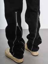 back zipper open cargo denim pants casual biker jeans fashion streetwear trousers hip hop flare pants joggers y2k men s jeans unique joggers style 3776