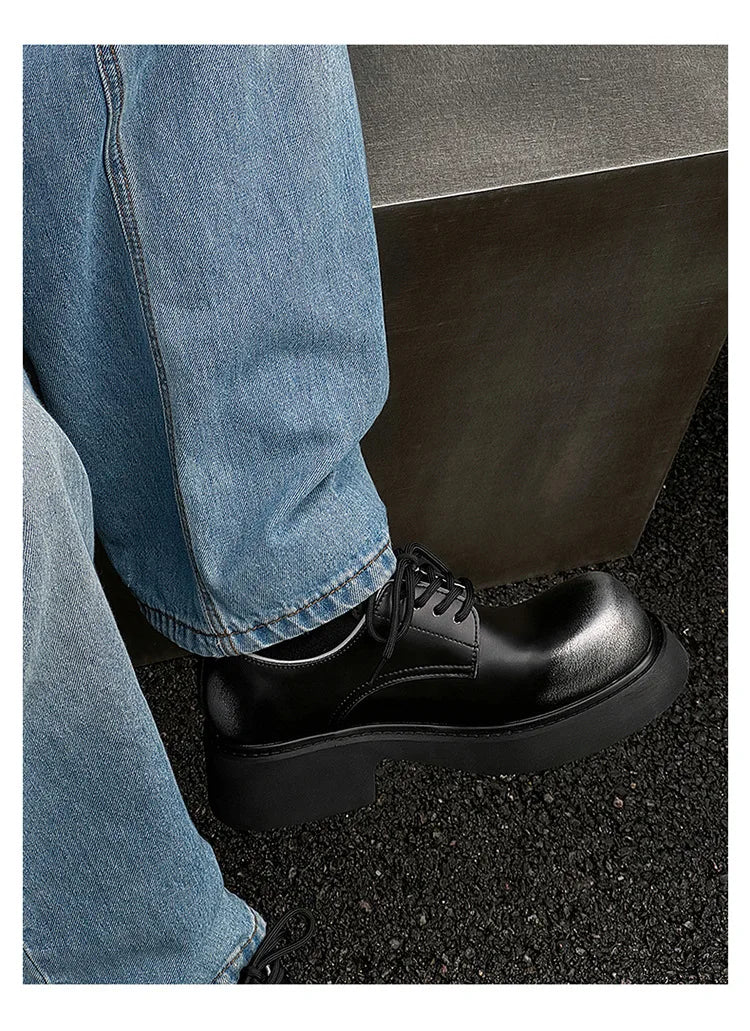 High Street Big Toe Leather Designer Shoes Men Women Streetwear Fashion Hip Hop Vintage Lightweight Casual Increase Derby Shoes