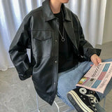 2023 Autumn New Leather Clothing Men Tooling Jacket Fashion Loose Motorcycle Clothing PU Leather Jacket Boutique Clothing
