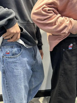 harajuku polar big boy popular baggy jeans mens women gothic wide leg trouser y2k hip hop cartoon embroidery streetwear jeans unique jeans style 3896