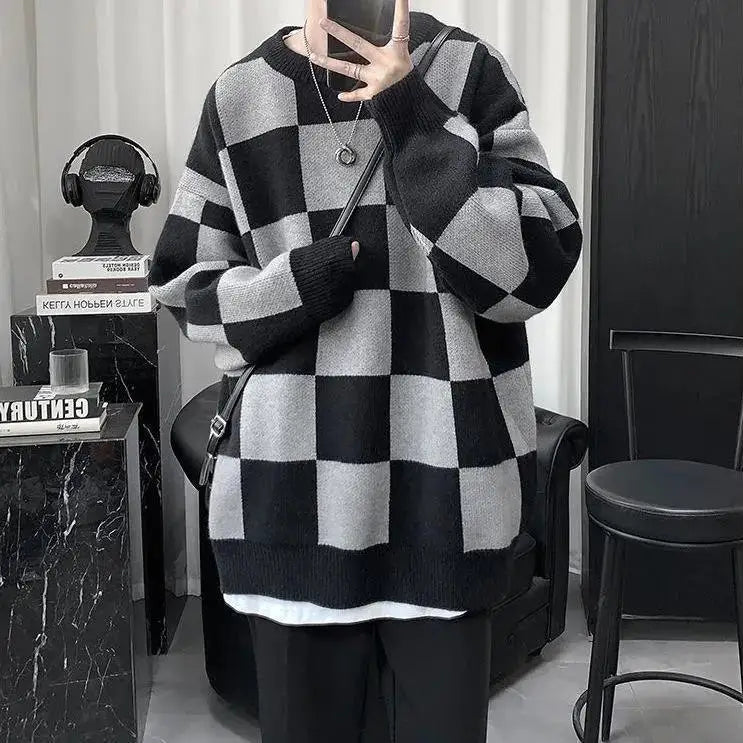 bold fire sweater, layered fit piece, aesthetic soft knit grunge sweater for cozy streetwear