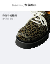 Men Leopard Genuine Leather Streetwear Fashion Casual Retro Derby Shoes Cityboy Cow Leather Height Increasing Shoes Loafers Man