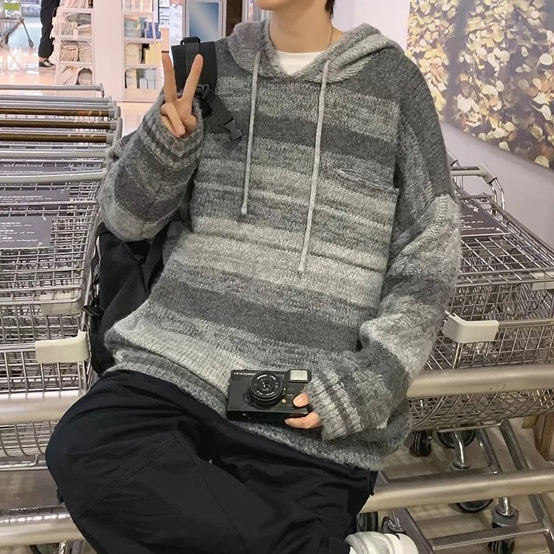 minimalist knit jumper, daily wear essential, trendy urban fashion top for men, layered streetwear look