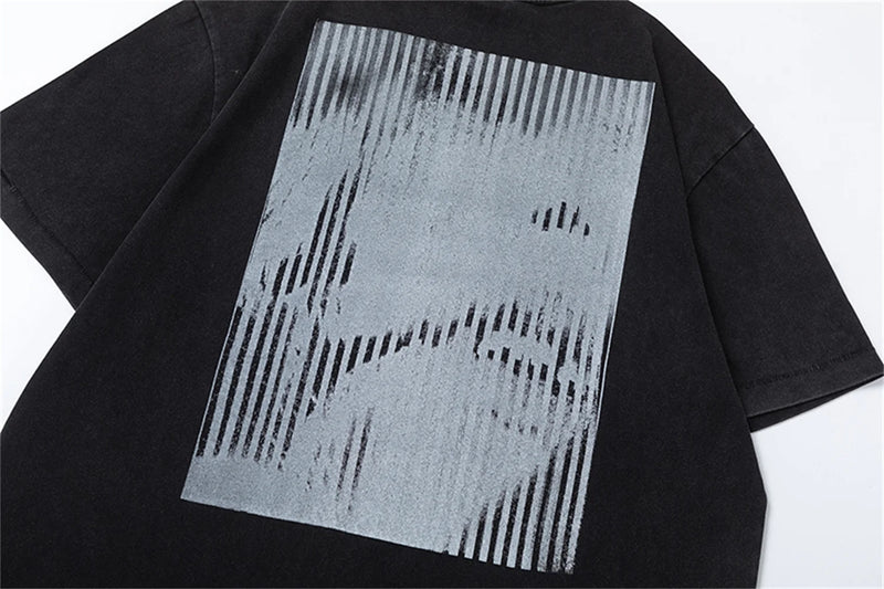 vaporwave graphic tee featuring new summer 24ss vintage retro portrait printing high street cotton casual loose tops t shirt pullover