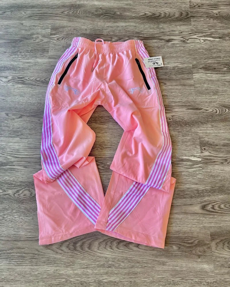 american retro trend striped stretch waist women nine point pants y2k harajuku fashion loose casual couple sports wide leg pants unique default style 2323