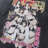 Glitchcore Graphic tee – Vintage Men Black Washed Tshirts Sexy Girls Graphic Print T