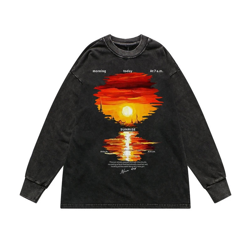 RainbowtouchesWashed Men's Casual Clothing Popular Vintage Style Oversized Vintage Celebrity Cotton High Quality