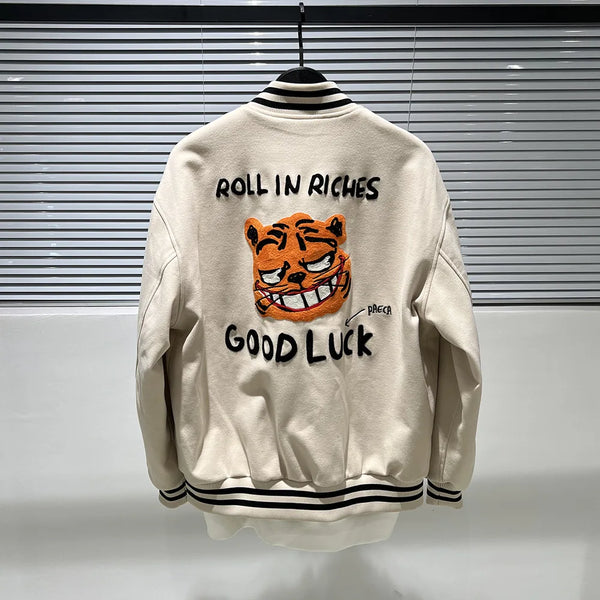 casual layering jacket featuring new luxury 2022 men beige embroidery tiger roll in riches varsity coats jackets down coats cotton warm winter thicken a571 design – premium quality jacket for men