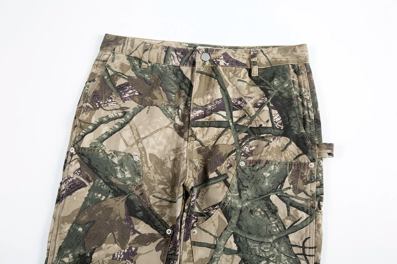 high street leaf camouflage logging pants for men straight patchwork baggy jeans cargos y2k pantalones hombre oversized trousers military streetwear pants