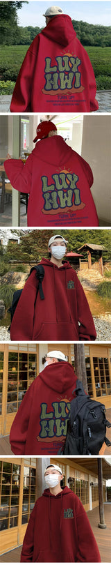 New Letter Graphic Print Hooded Sweatshirts For Men Elegant Vintage Co