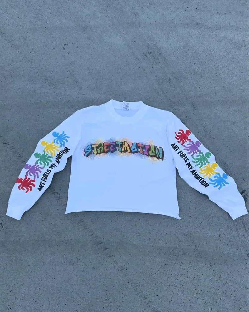 harajuku long sleeve y2k casual fashion sprots individualization graphic t shirts streetwear loose hip hop tops clothes clean everyday pants