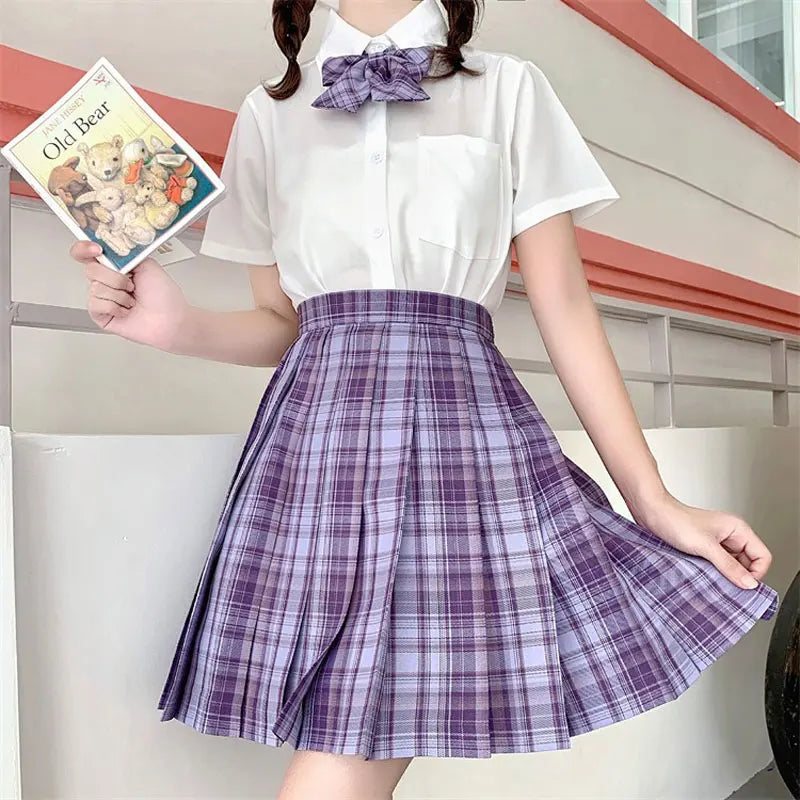 Jk Uniforms Gyaru School Uniform for Girl Student Pleated Skirt Uniform Set Women Short Sleeve Bow Tie Seifuku Japanese Style