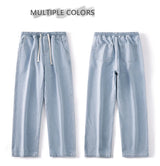 autumn korean fashion drawstring y2k jeans homme classic baggy straight wide leg pants 2025 new hip hop streetwear casual jean unique jeans style 705