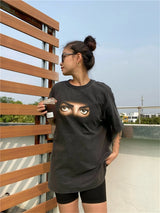 anime streetwear top featuring vintage retro style old school mjs eye printing high street t shirt tops