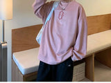 Super Hot Korean Suede Personalized Street Sweatshirt Men's American Loose Y2K Spring and Autumn Pullover Jacket Retro Ins Top