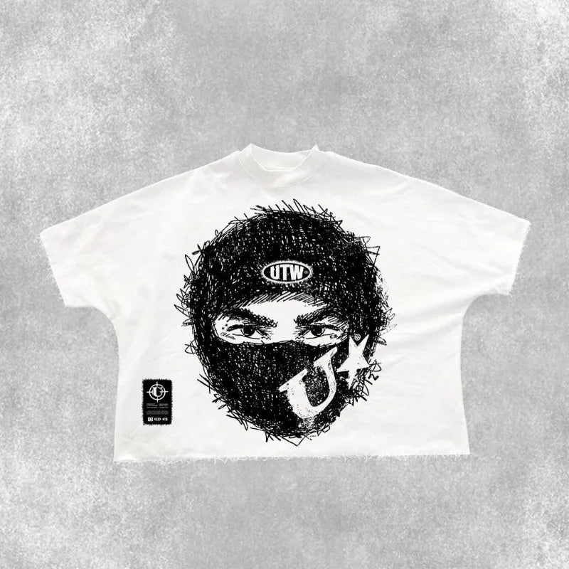 Sadcore Aesthetic print tee – Summer Gothic Trendy Brand Rock Hip Hop New T Shirt Men Y2K