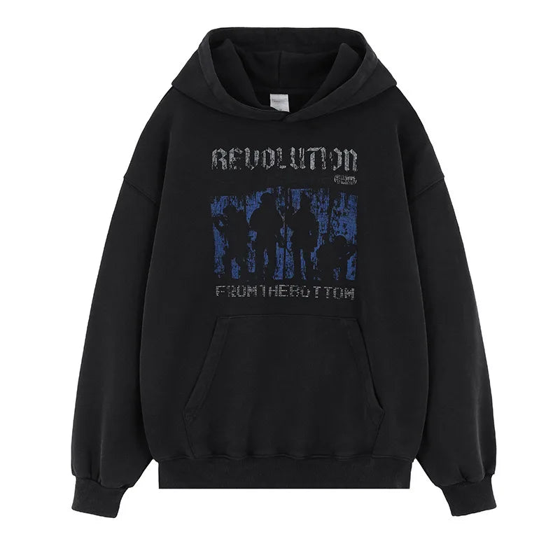 Heavy metal-inspired hoodie with dark fantasy art