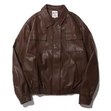 Retro Motorcycle Leather Jacket Men Woman Japanese Loose Streetwear Bomber Jackets Spring Autumn Casual PU Cargo Outwear Unisex