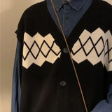 autumn japanese 3 piece set men women college knitted vest jogging pant long sleeve shirts vintage wide leg baggy casual suits urban fashion pants