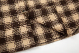 Side Split Irregualr Hem Color Match Plaid Long leeve Shirts Men's Autumn Pockets Streetwear Oversized Checkered Top Tees