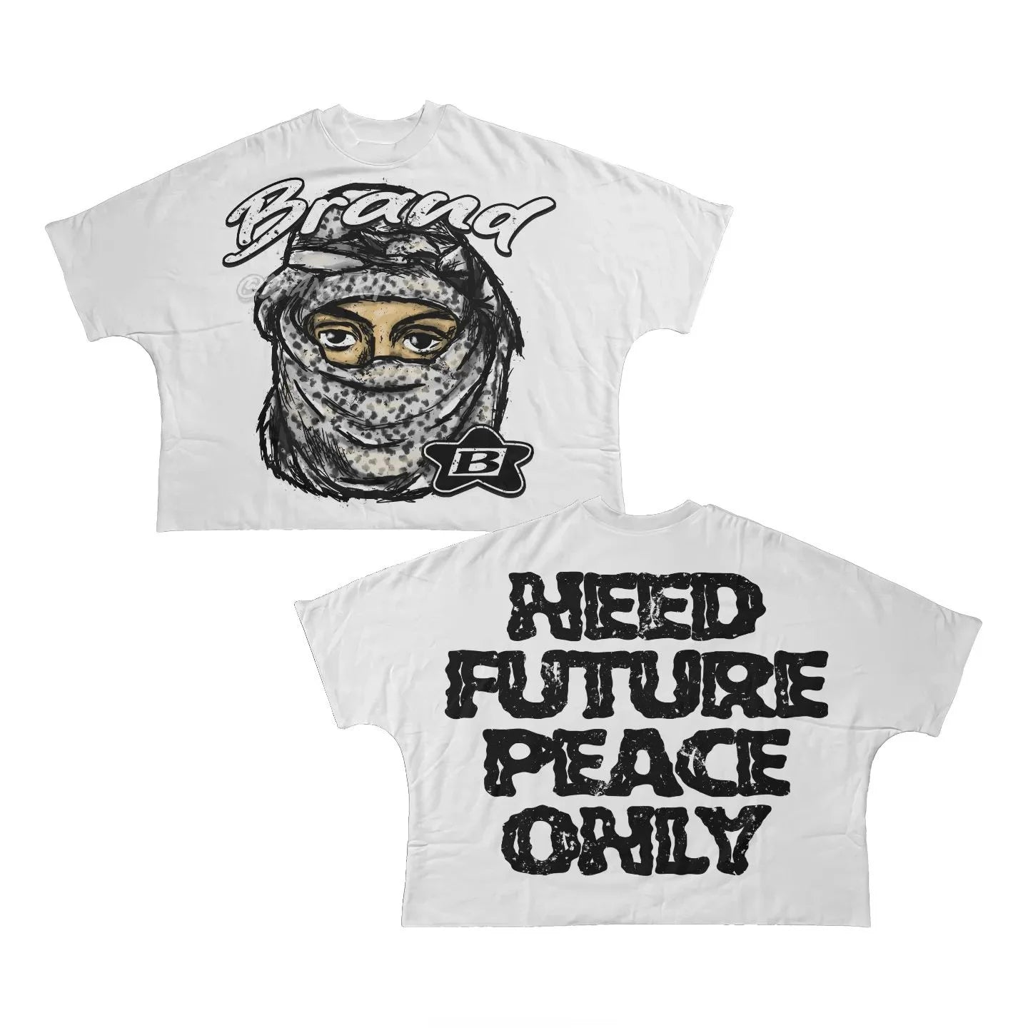 y2k anime tee with chaotic manga graffiti and techwear font