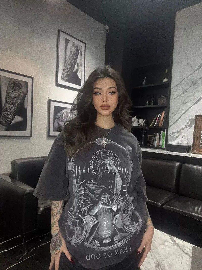 Trapwear Vintage print – Summer Heavy Fashion High Street Retro American Street Coupl