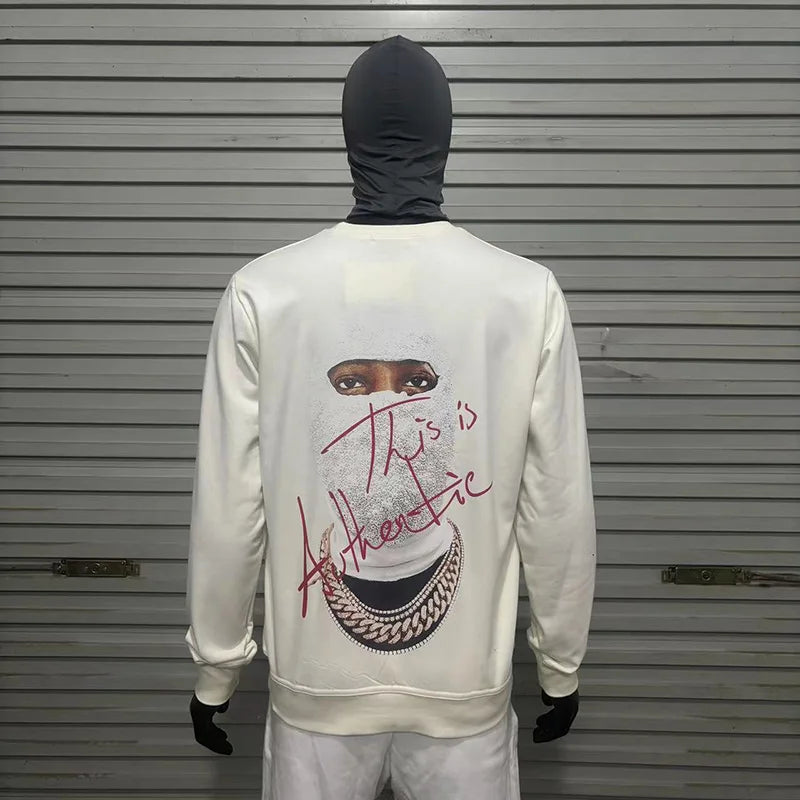 Black Rice White Ih Nom Uh Nit Hoodies Gold Necklace Masked Men Printi