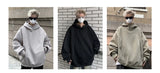 New Retro Button Neck Hooded Sweatshirts For Men Autumn Fleece Y2K Vintage Hoodies Hip Hop Fashion Streetwear Pullover Hoodie