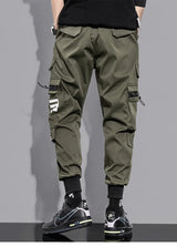 mens cargo pants elastic waist trousers with pockets streetwear hip hop loose fit ankle drawstring military sweatpants joggers unique joggers style 2524