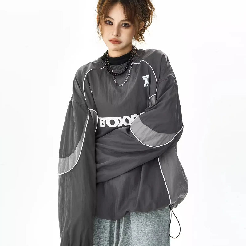 American Men Women Sweatshirt Drawstring Spring High Street Functional