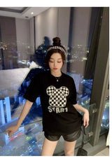 Gothic Aesthetic print tee – New Luxury Sweet Girl Giraffe Diamonds Crystals T Shirts Kor