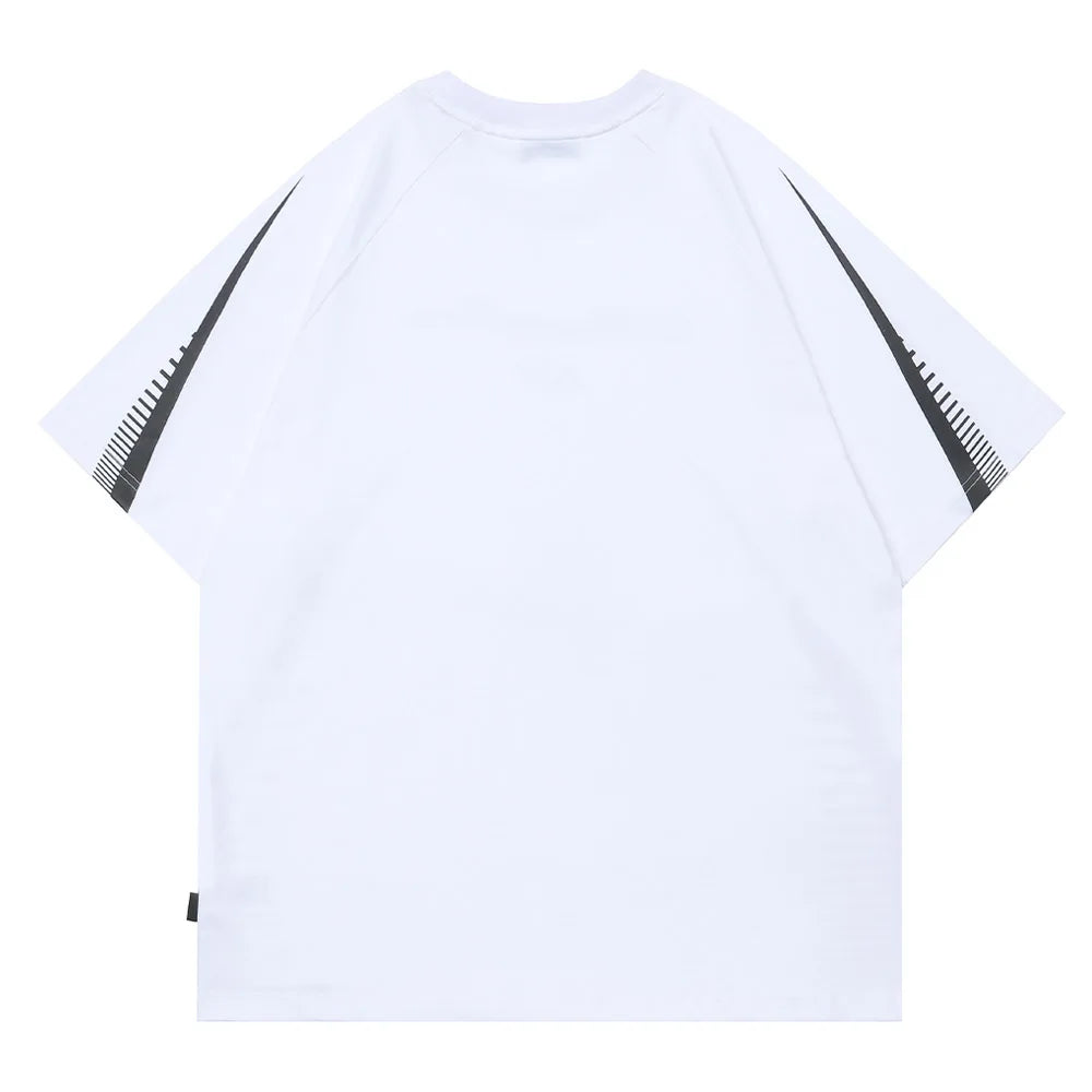 Vaporwave Tribal flame – Streetwear Men Oversized Tshirts Black White Splicing Graphi