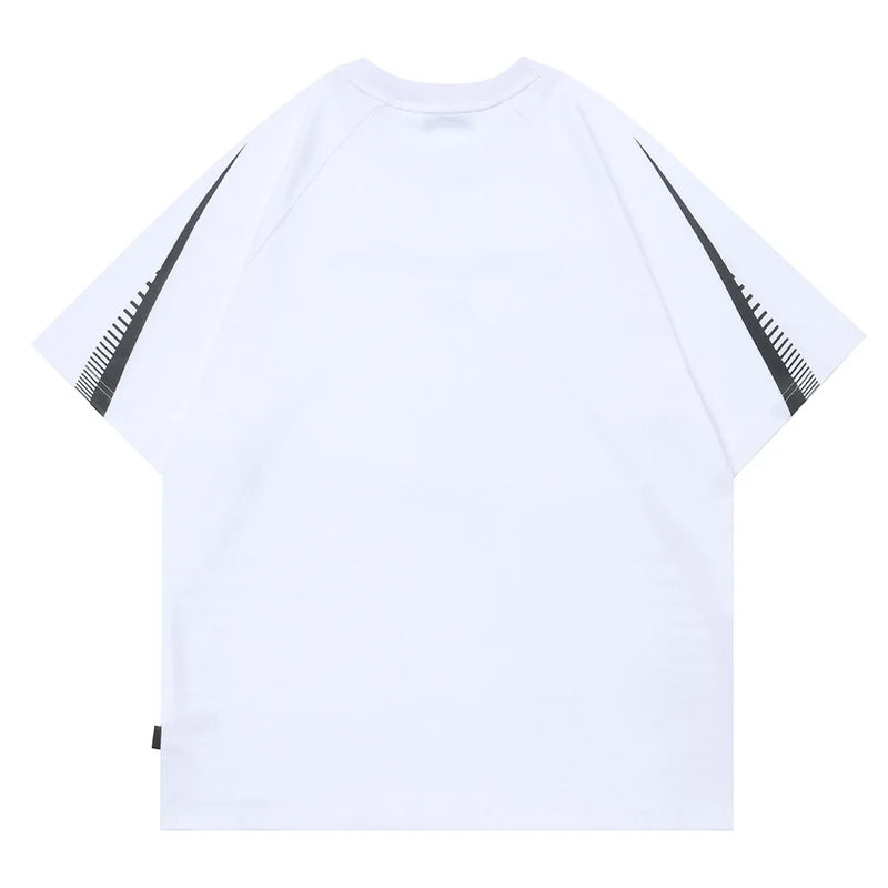Vaporwave Tribal flame – Streetwear Men Oversized Tshirts Black White Splicing Graphi